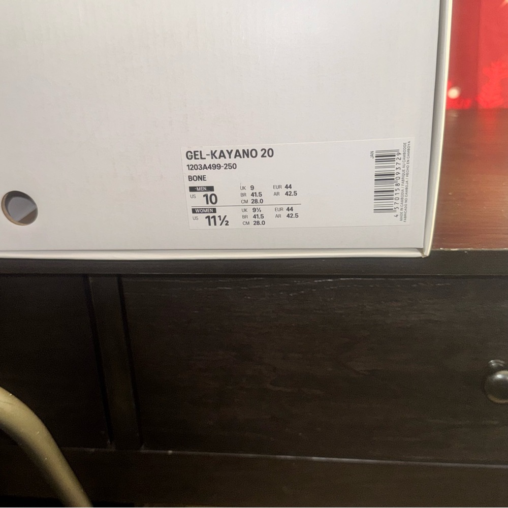 ASICS‎ GEL-Kayano 20 Bone Black White Running Shoes Men’s Size 10 NEW - Picture 8 of 8